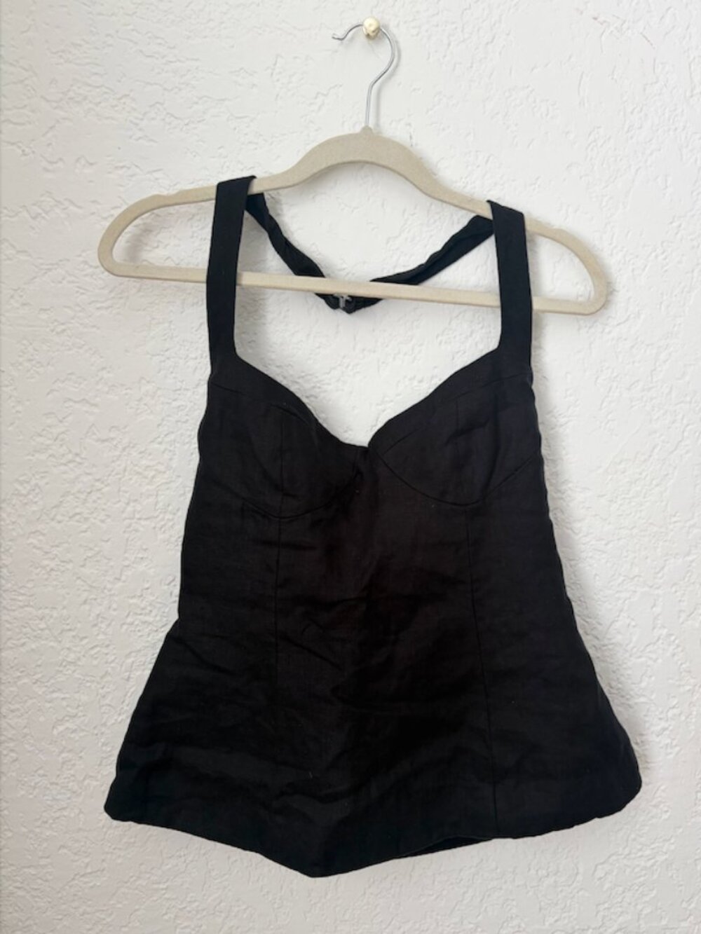 Reformation Alistair Linen Top Black - Size 10